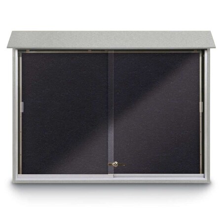 United Visual Products Outdoor Enclosed Combo Board, 72"x36", Satin Frame/Grey & Amethyst UVCB7236OD-GREY-AMETHY